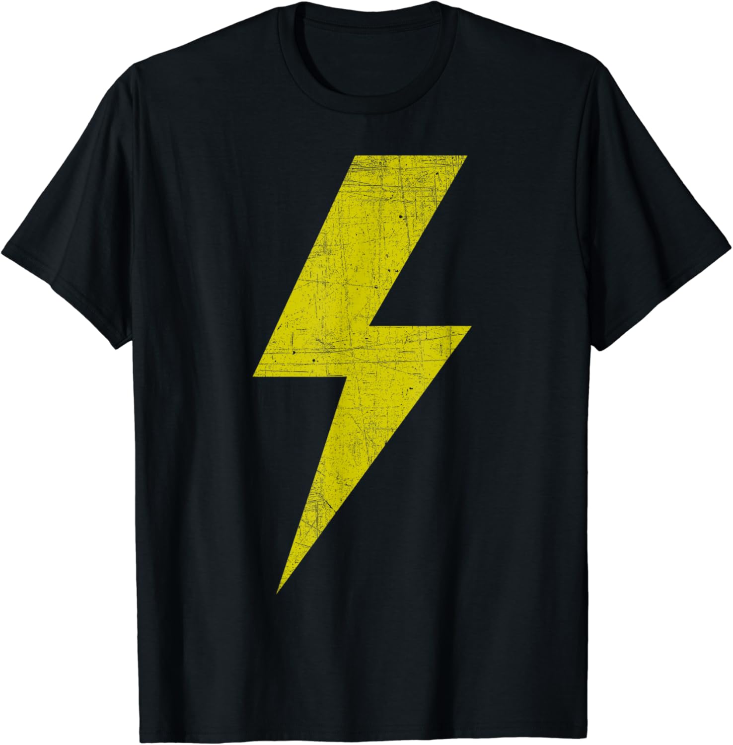 Awesome Retro Distressed Front & Back YELLOW Lightning Bolt TShirt